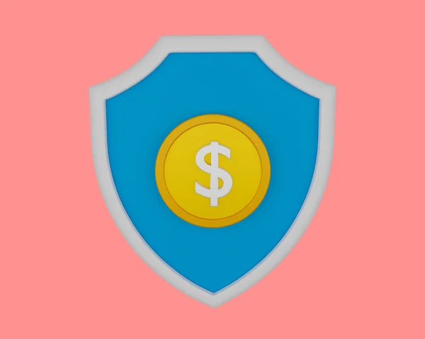 Güvenli para simgesi 3D görüntüleme, banka konsepti