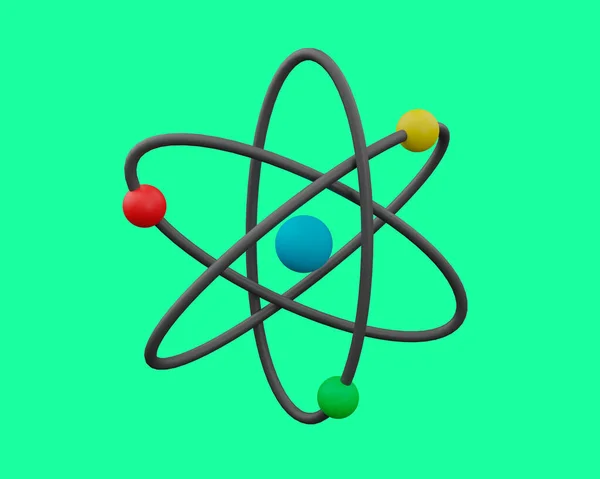 Modello Atomico Isolato Sfondo Verde — Foto Stock
