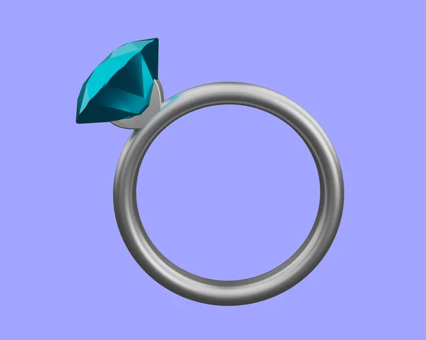 Rendering Ring Diamond Marriage Icon — Stock Photo, Image