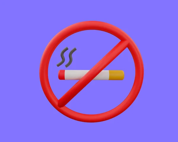 Nenhum Ícone Sinal Fumo Renderização — Fotografia de Stock