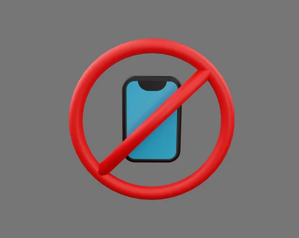 Icono Señal Prohibición Renderizado Para Usar Teléfono Celular —  Fotos de Stock