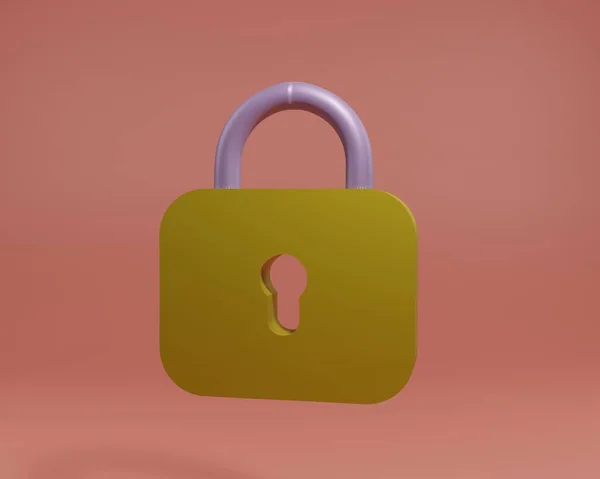 Rendering Realistic Padlock Security Concept — Stock Photo, Image