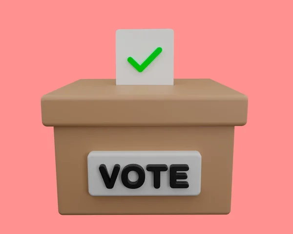 3Dレンダリング現実的な投票票ボックス ストック写真