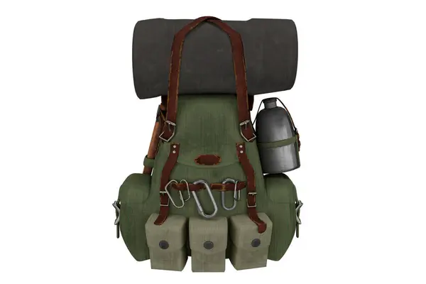 3D渲染远足背包概念军事背包 — 图库照片