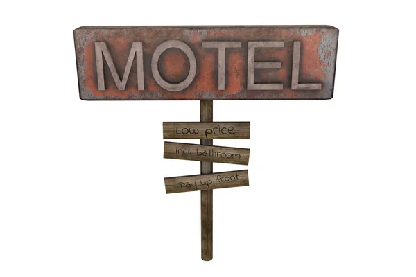 Znak Renderowania Motel Drewnie — Zdjęcie stockowe