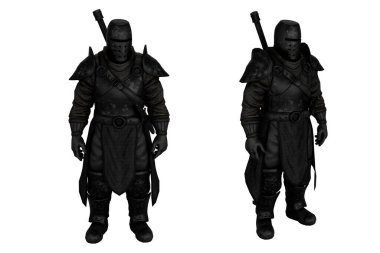 3D güçlü zırhlı ortaçağ şövalyesi