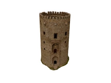 3D dairesel ortaçağ kale kulesi