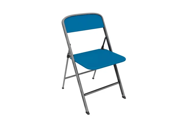 3D渲染折叠蓝色金属椅子 — 图库照片