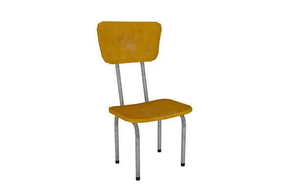 3D渲染黄色木制校椅 — 图库照片