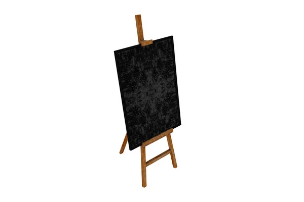 絵画のための黒いキャンバスが付いている木のイーゼル — ストック写真
