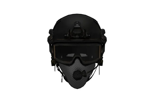Рендеринг Черного Тактического Шлема — стоковое фото