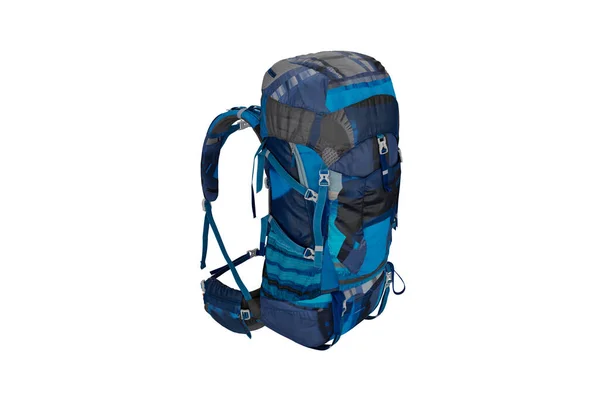 Απόδοση Μπλε Ορειβατική Βαλίτσα Εξοπλισμός Κάμπινγκ — Φωτογραφία Αρχείου