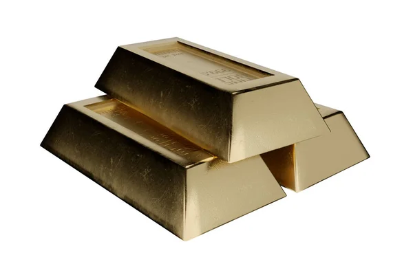 Lingote Ouro Renderização Empilhados Forma Pirâmide — Fotografia de Stock