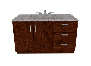İntegral mutfak lavabo dolabının 3D görüntüsü