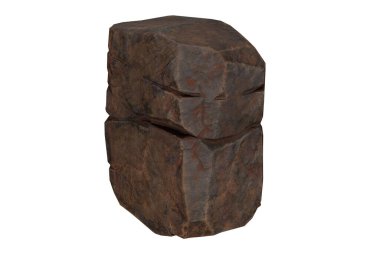 soyut kahverengi taş blok beyaz arkaplanda izole