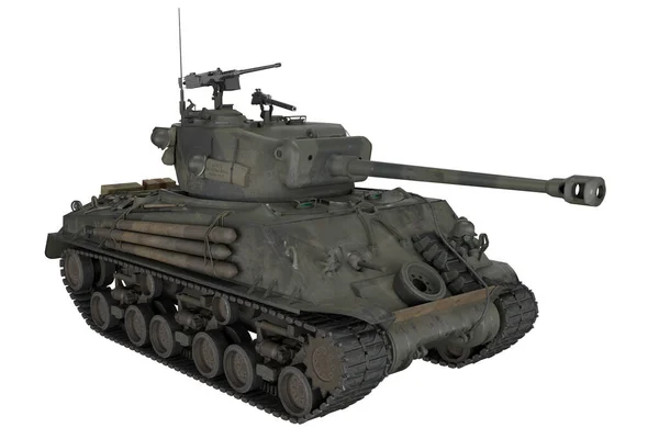 3D askeri tank beyaz arkaplanda izole edildi