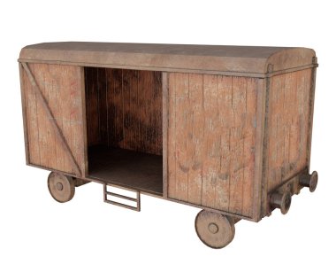 3D eski tren nakliye vagonu