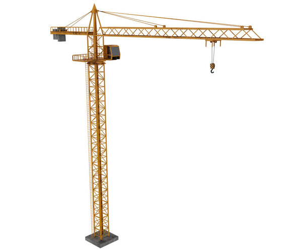 3d rendering tower construction crane, industrial concept