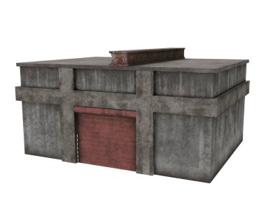  Kirli duvarları olan 3 boyutlu bir garaj.