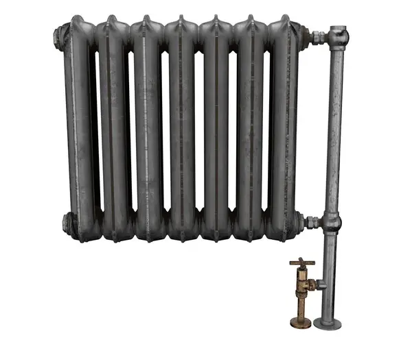 Beyaz arkaplanda izole edilmiş 3d rengarenk radyatör