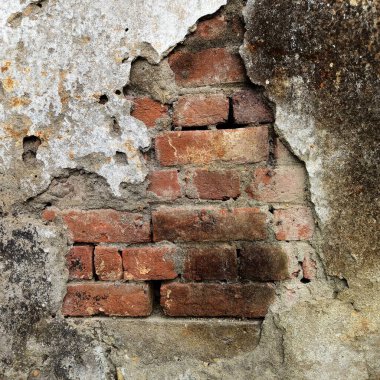 Eski, pasaklı, kırık tuğla duvar arka planı