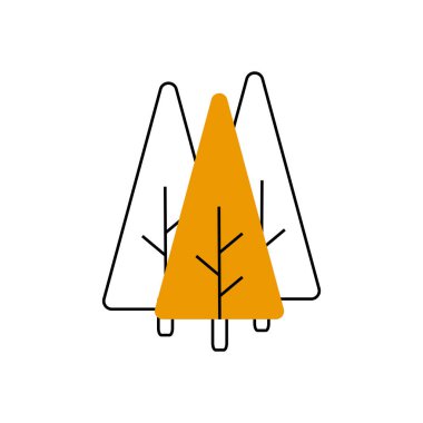 Web tasarımı ve mobil uygulama için beyaz arkaplan üzerinde çam ağacı yassı simgesi
