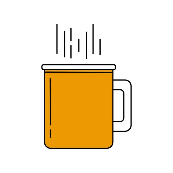 Kaffe Mugg Dryck Isolerad Ikon Vektor Illustration Design Gul Och — Stock vektor