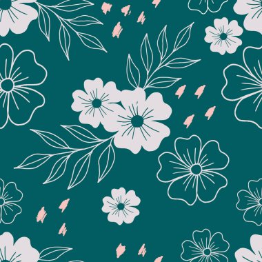 Çiçeksiz desenler. Güzel soyut ve çiçekli tasarım. Moda kumaşları, çocuk kıyafetleri, ev dekorasyonu, yorgan, tişört, kart ve şablon, hatıra defteri ve diğer dijital ihtiyaçlar için