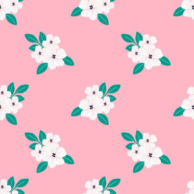 Kusursuz çiçekli arka planlar. Çeşitli şekiller ve çiçek nesneleri çizdim. Baskı ihtiyaçları ve diğer dijital ihtiyaçlar için kullanılabilir. Çağdaş modern trend vektör çizimleri.