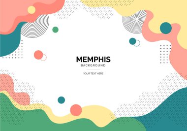 Renkli geometrik arkaplan şablonu ve modern eşsiz şekilli Memphis Tasarımı