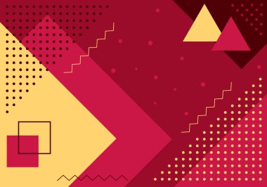 Renkli geometrik arkaplan şablonu ve modern eşsiz şekilli Memphis Tasarımı