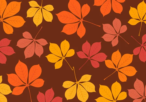 シームレスな秋のパターン 植物の花と葉のベクトル — ストックベクタ