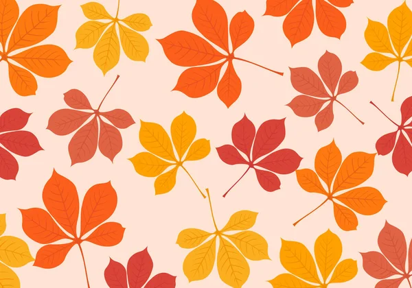 シームレスな秋のパターン 植物の花と葉のベクトル — ストックベクタ