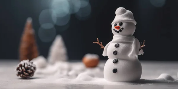Karácsony Aranyos Boldog Rajzfilm Mosoly Hóember Boldog Karácsonyt Újév Fesztivál — Stock Fotó