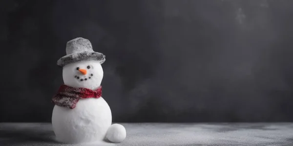 Jul Söt Glad Tecknad Leende Snögubbe För Glad Jul Och — Stockfoto