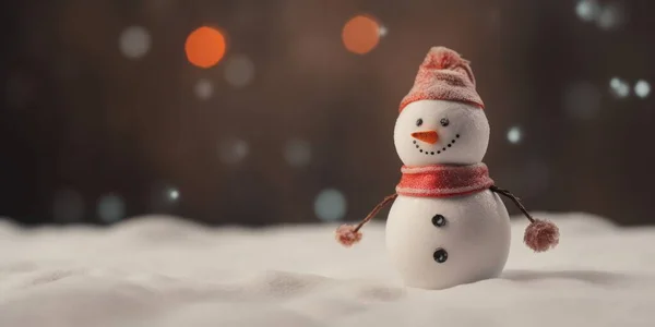Natale Carino Felice Cartone Animato Sorriso Pupazzo Neve Felice Natale — Foto Stock