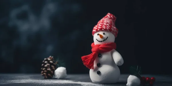 Noel Tebrik Kartı Şablonu Kardan Adam Elinde Boş Pankart Kameraya — Stok fotoğraf