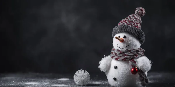 Natale Carino Felice Cartone Animato Sorriso Pupazzo Neve Felice Natale — Foto Stock