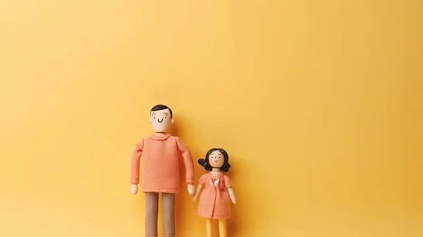Die Glückliche Familie Der Miniaturmenschen Für Den Vatertag Banner Werbebanner — Stockfoto