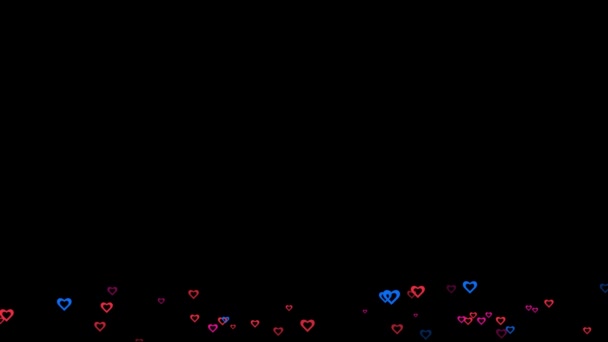 赤い心の背景 空気の方向 愛と結婚の概念 あなたのビデオのためのバレンタインデーと記念日の背景のためのハートの形状の粒子 — ストック動画