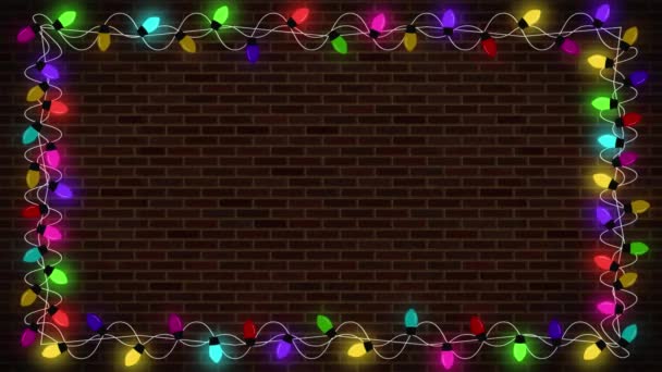 Stringa Lampadine Colorate Telaio Looping Natale Con Modello Luci Tungsteno — Video Stock