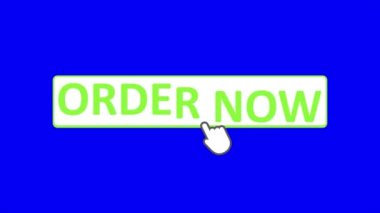 Fare imleci ile tıklanan buraya sipariş düğmesi. Çevrimiçi sipariş kavramı. 4K Yeşil Ekran Canlandırması