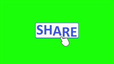 Paylaş düğmesine tıklayın Canlandırma, herhangi bir amaç için harika tasarım. Çizgi film Hareketi grafikleri, 4k yeşil ekran arkaplanı