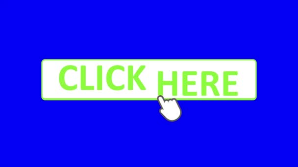 Нажмите Черном Фоне Кликните Motion Графики Веб Кнопка Синий Экран — стоковое видео