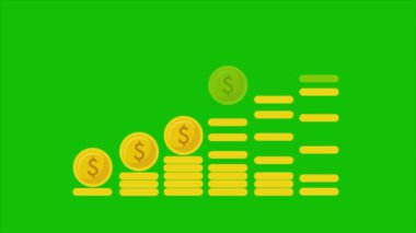 Borsada finans istatistiklerindeki dolar fiyatları yükseliyor ve enflasyon oranı animasyonu, ABD Doları fiyat grafiği yükseliyor. 4k yeşil ekran canlandırması