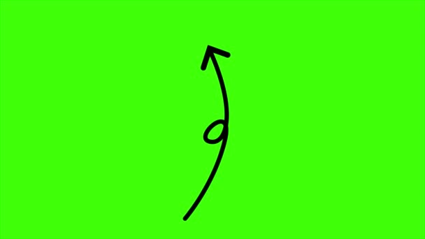 Flecha Negra Animada Pantalla Verde Flechas Garabato Dibujadas Mano Bosquejo — Vídeos de Stock