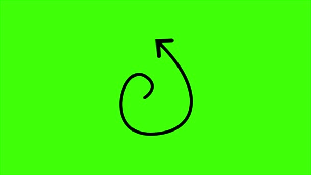 Animovaná Černá Šipka Zelené Obrazovce Ručně Kreslené Doodle Šipky Šipka — Stock video