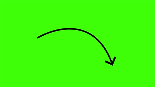 Freccia Nera Animata Sullo Schermo Verde Disegnato Mano Doodle Frecce — Video Stock