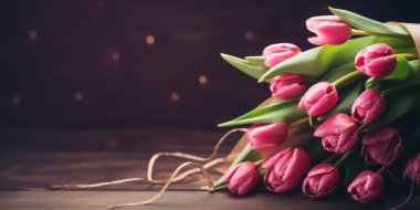 Sevgililer günün ve düğün tebrik kartın kutlu olsun. Lale çiçekli lüks çiçek duvar kağıdı tasarımı Sevgililer Günü tebrik kartı şablonu ve afişi.