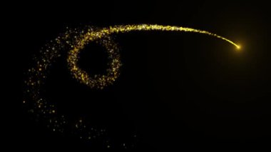 Parıldayan Işık dairesi, ışıldayan yıldız tozu sarmal parçacık 4k animasyonunu izler. Tatil etkinliği geçişi, logo başlığı dekorasyonu. festival arkaplanları